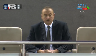 İlham Əliyev Azərbaycan millisinin matçında - FOTOLAR
