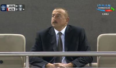 İlham Əliyev Azərbaycan millisinin matçında - FOTOLAR