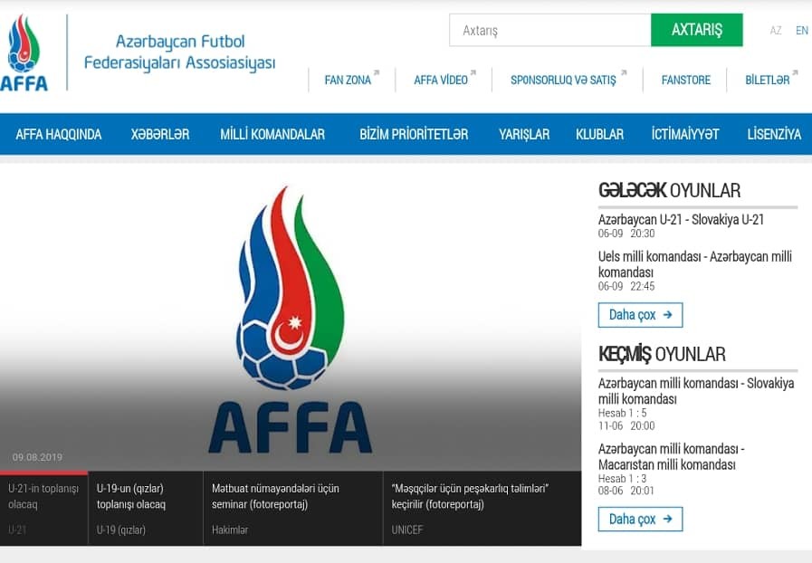 AFFA-nın saytı "yatıb"