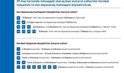 Bu gün bu avtobusların hərəkət istiqaməti dəyişəcək - SİYAHI