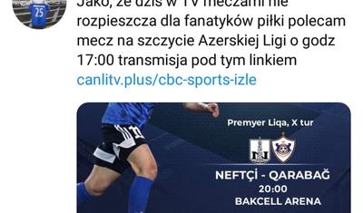 Jezniçak "Neftçi" - "Qarabağ" oyununu izləməyi məsləhət görür