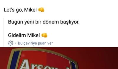 "Bu gün yeni era başlayır, irəli, Mikel Arteta!"