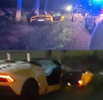 “Lamborghini”ni ağaca çırpdı - FOTO