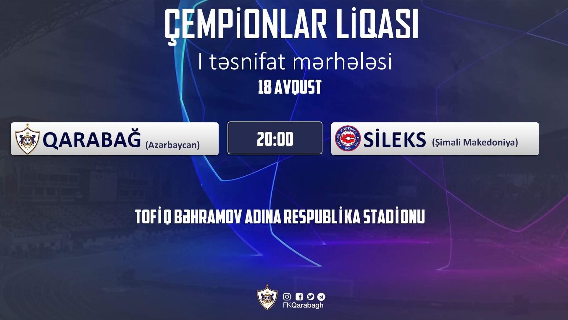 "Qarabağ" Çempionlar Liqası matçı üçün müraciət etdi