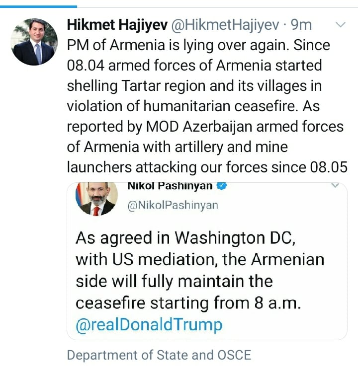 “Ermənistanın Baş Naziri yenidən yalan danışır” - Hikmət Hacıyev