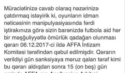 "Neftçi"dən ŞOK MƏLUMAT verəcək – AFFA onu bağışlamasa