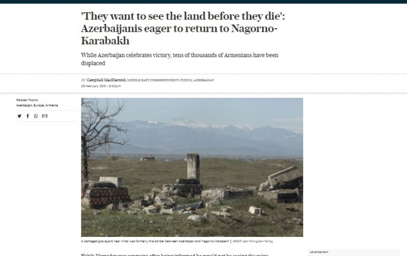 “Azərbaycanlılar Qarabağa qayıtmağı səbirsizliklə gözləyir” - “The Telegraph”