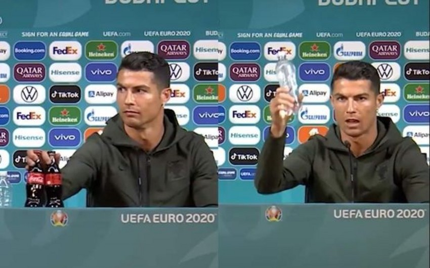 Ronaldo “Coca-Cola”dan imtinaya və su içməyə çağırdı - FOTO
