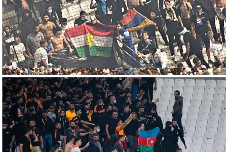 “Qalatasaray”lılar ermənilərə Azərbaycan bayrağı ilə cavab verdi - FOTOLAR