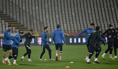 Millimizin futbolçuları Belqradın soyuğunda tər axıtdı -