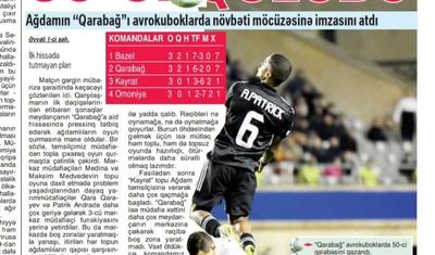 Dövlət qəzeti: "Qarabağ” öz imzasını atdı - Avrokuboklarda növbəti möcüzəsinə