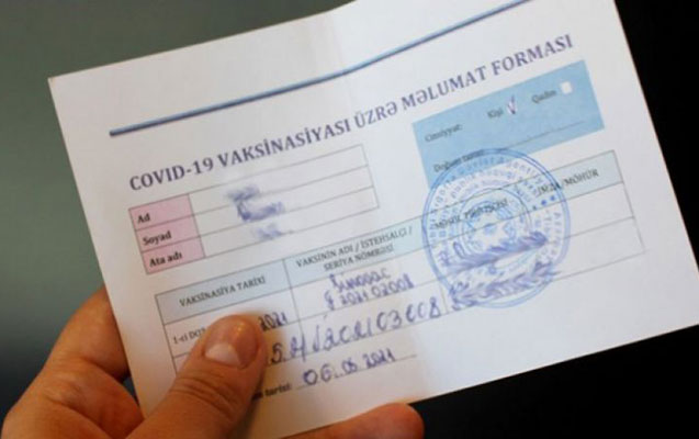 Azərbaycanda immunitet sertifikatı test nəticəsindən 7 gün sonra veriləcək