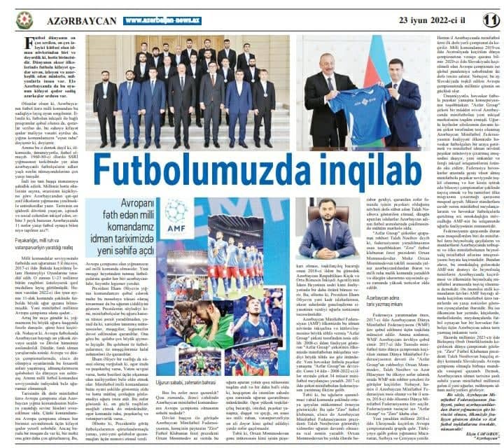 Futbolumuzda inqilab – Dövlət qəzeti bu haqda yazır