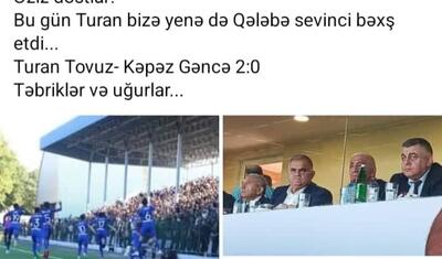 Millət vəkili Azərbaycan futbolu ilə bağlı paylaşım etdi -