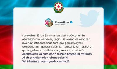 Prezident Azərbaycan xalqına başsağlığı verdi
