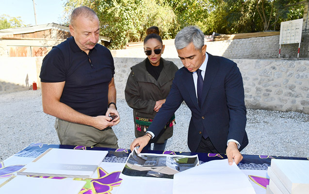 Prezidentlə xanımı Şuşadakı obyektlərdə işlərin gedişi ilə tanış oldu - FOTOLAR