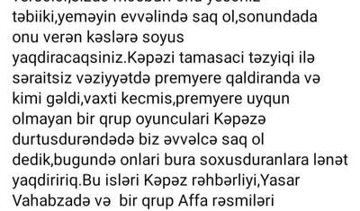 Ara yenə qarışdı - Tərlan Əhmədovu müdafiə etdilər, klub rəsmisi araya girdi -