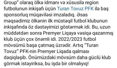Yeni sponsor sosial şəbəkədə paylaşım etdi, kömək istədi