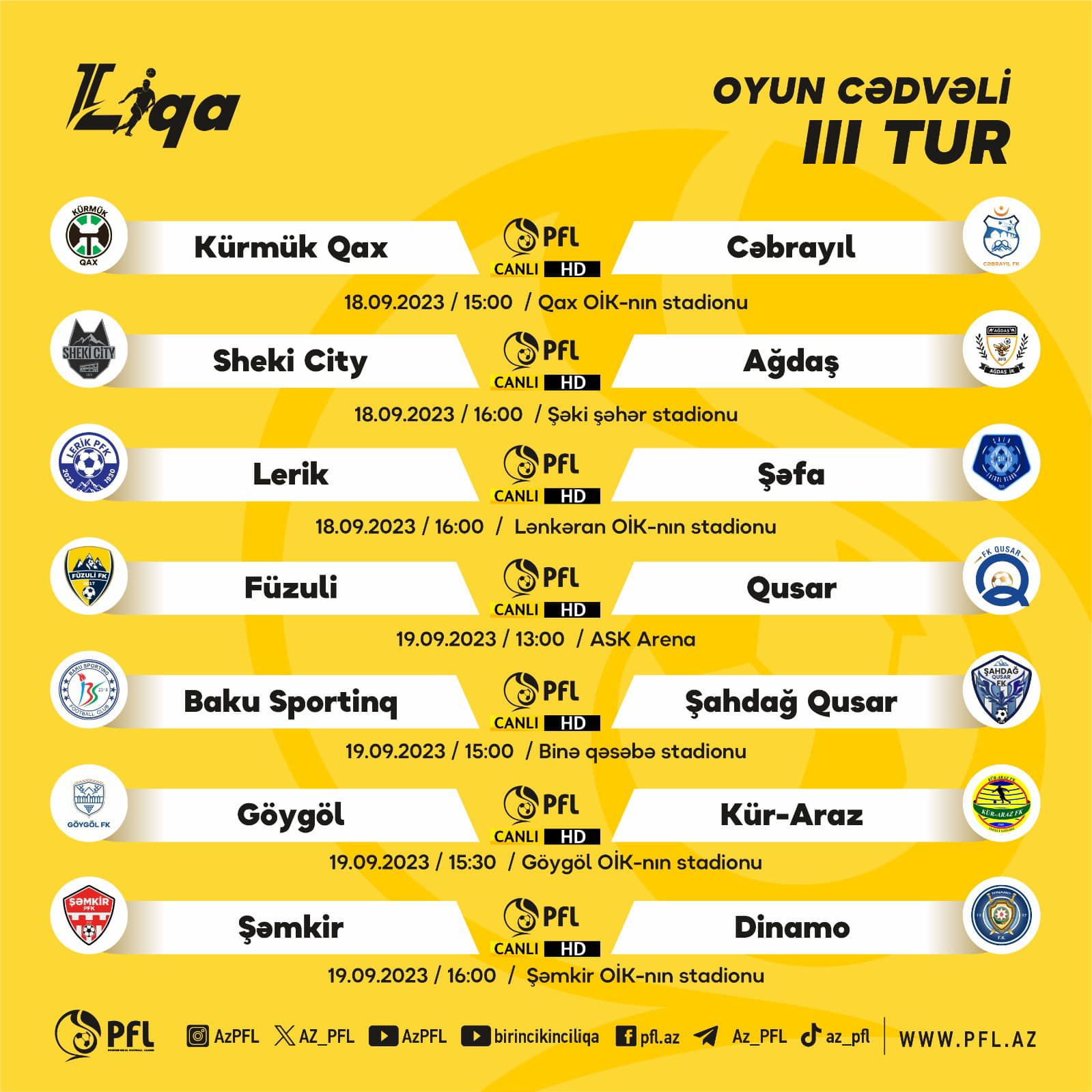 II Liqada 3-cü turun oyunları - BURADAN CANLI İZLƏYİN