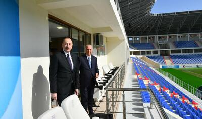 İlham Əliyev Sumqayıt şəhər stadionunda -