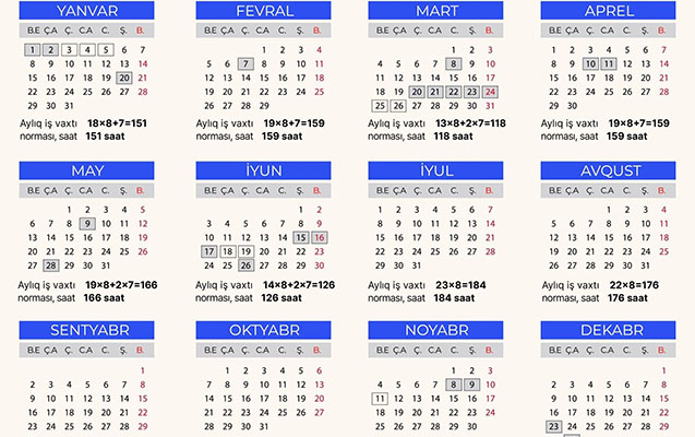 Azərbaycanda 2024-cü il üçün qeyri-iş günləri açıqlandı - FOTO