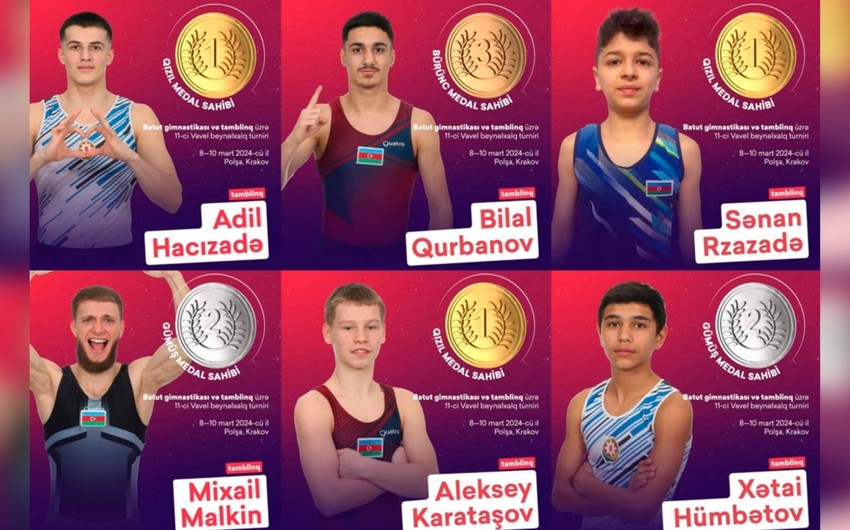 Azərbaycan gimnastları Polşada altı medal qazandı