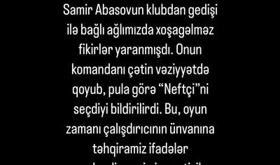 "Sumqayıt" cəbhəsi Samir Abasovdan üzr istədi -