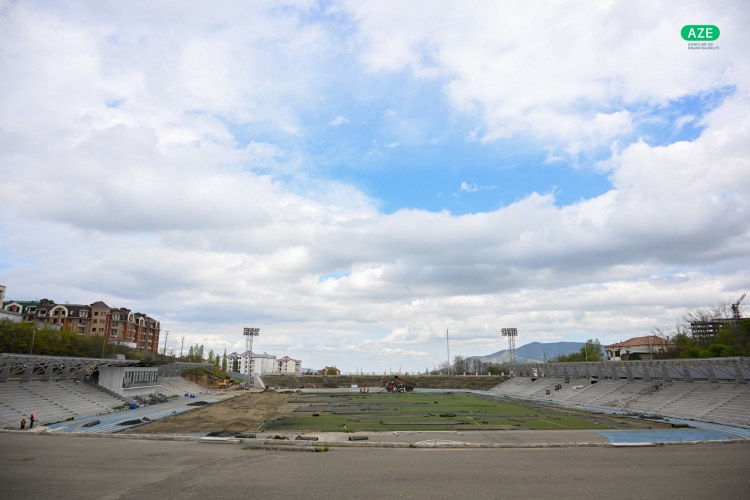 Xankəndi şəhər stadionu yenidən qurulur - FOTOLAR