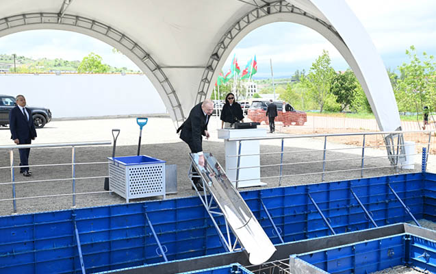Şuşada inşa ediləcək dördüncü yaşayış kompleksinin təməli qoyuldu - FOTOLAR