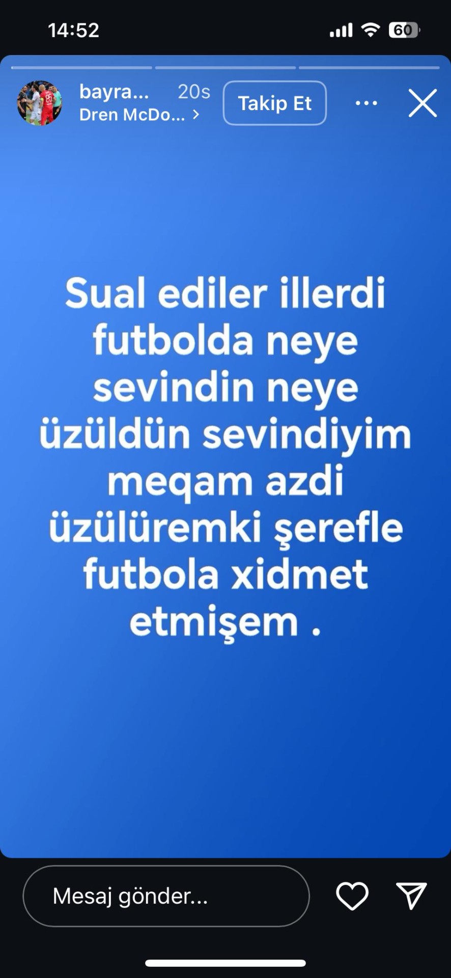 Hirsli etiraf: “Üzülürəm ki, Azərbaycan futboluna şərəflə xidmət etmişəm"