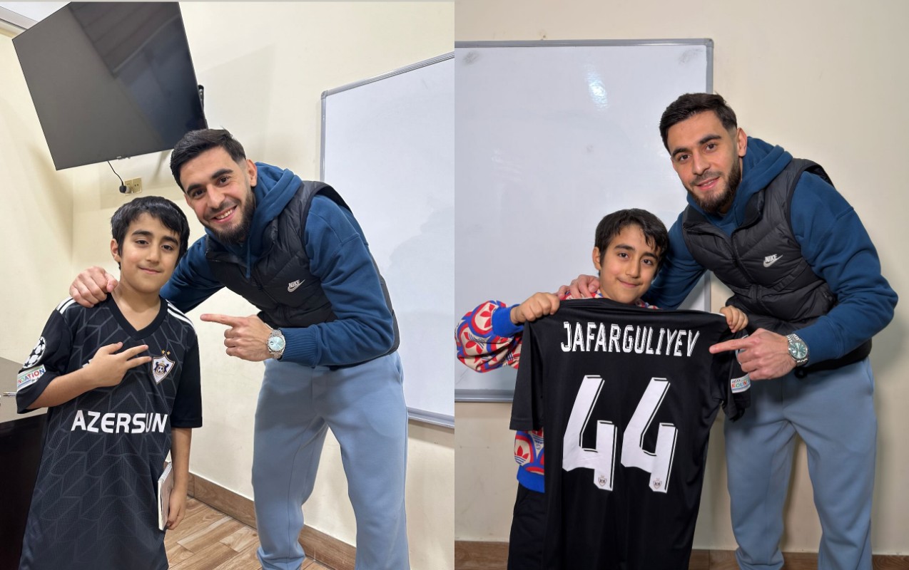 “Qarabağ”ın müdafiəçisi balaca Əkbəri necə sevindirdi? - VİDEO+FOTOLAR