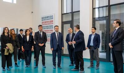 Şükrü Yılmazın rəhbərlik etdiyi nümayəndə heyəti Milli Gimnastika Arenasında